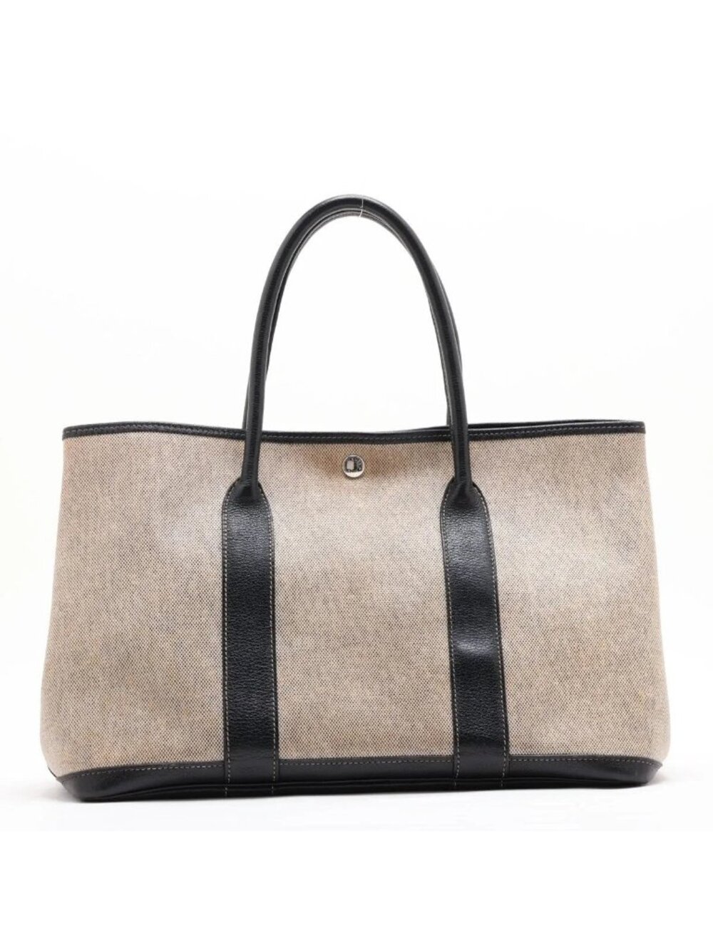 Hermes Garden Party Toile H Leather Tote Bag